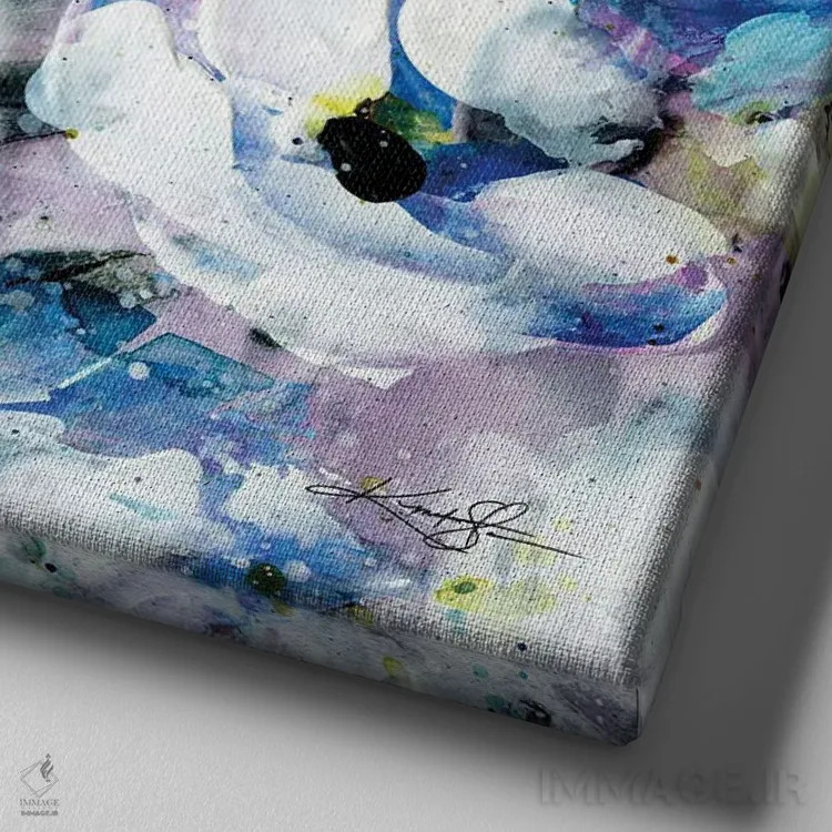 تابلو انتزاعی آرزوهای شکوفا دهم اثر کتی مورتون استنیون - نمای نزدیک بافت بوم