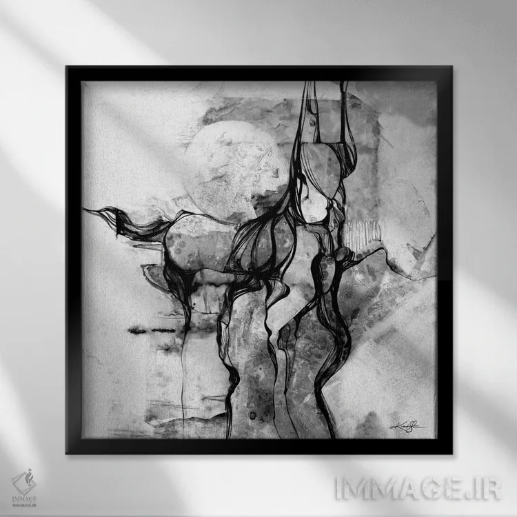 تابلو انتزاعی روح اسب II اثر کتی مورتون استنیون - نمای قابدار مشکی