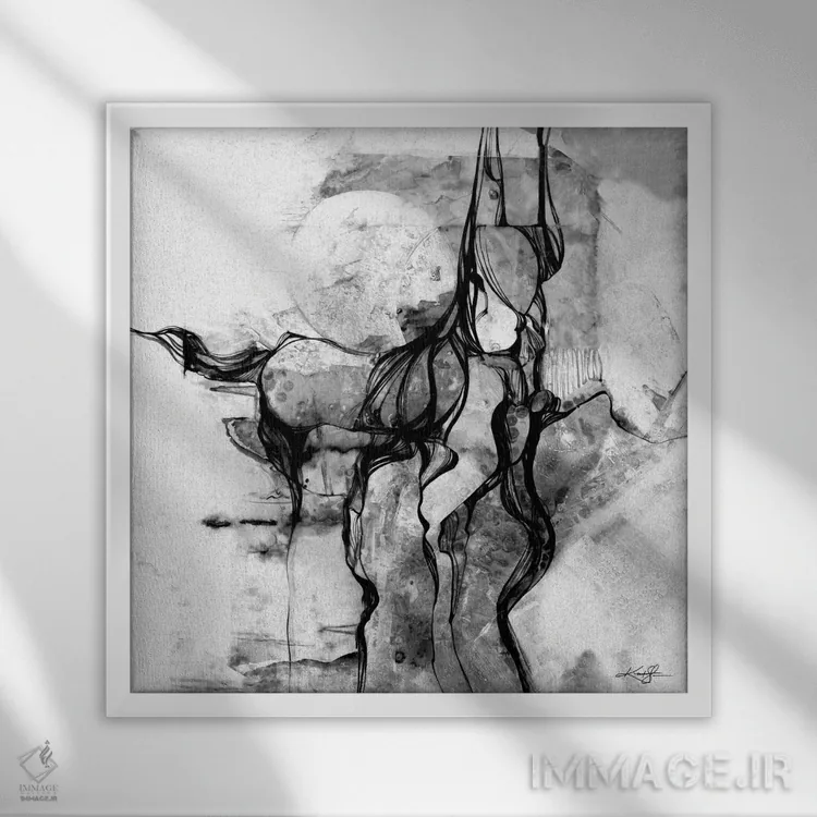 تابلو انتزاعی روح اسب II اثر کتی مورتون استنیون - نمای قابدار سفید