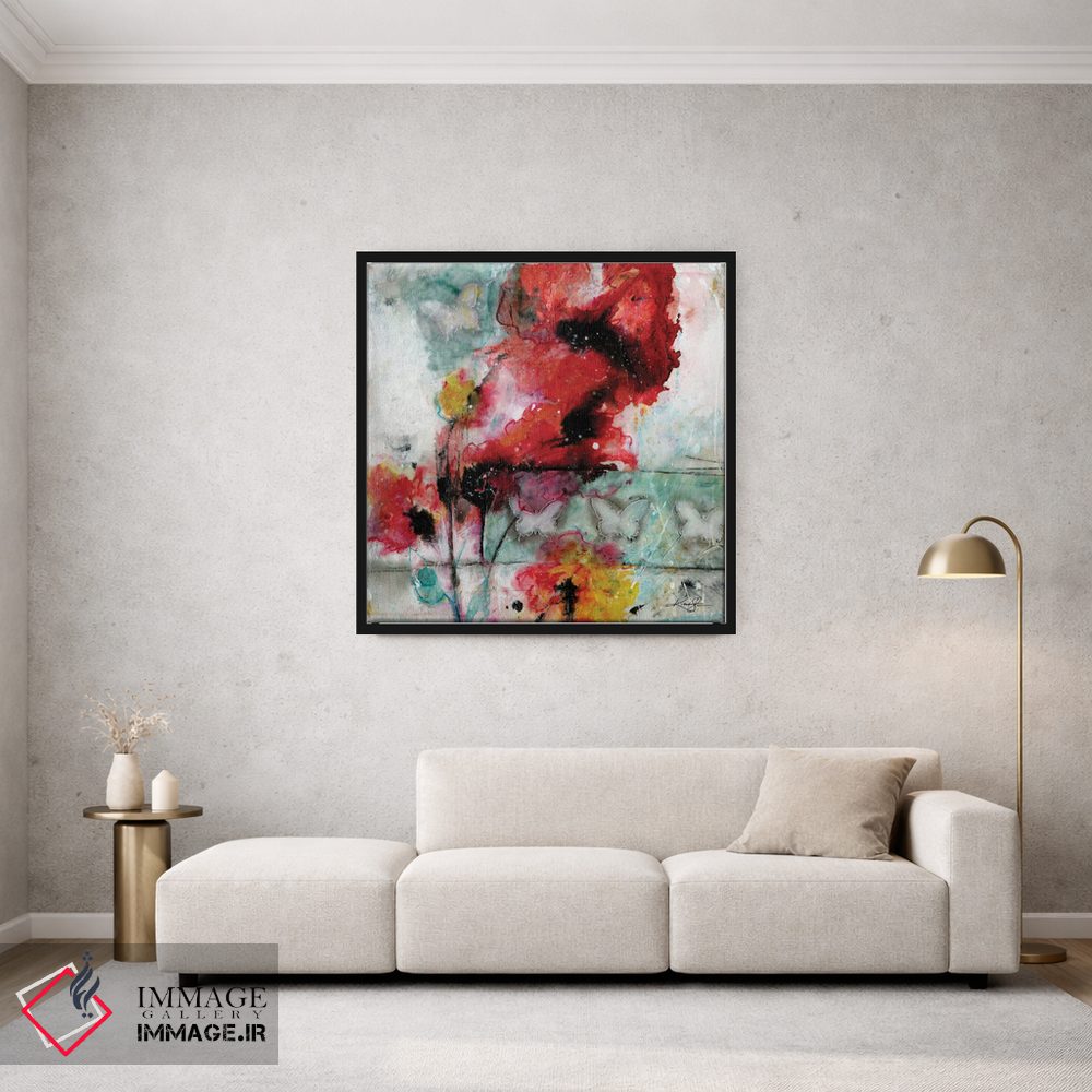 تابلو انتزاعی عاشقانه شقایق سوم اثر کتی مورتون استنیون - D1B