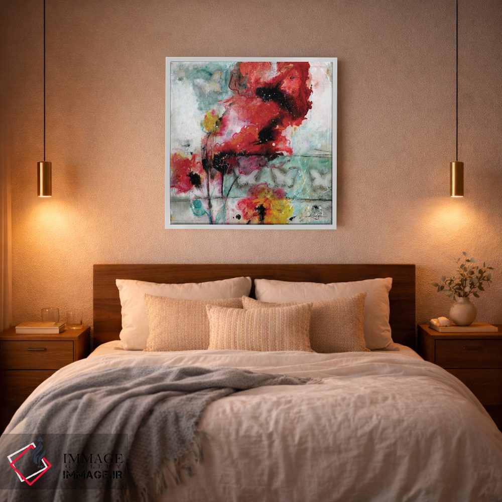 تابلو انتزاعی عاشقانه شقایق سوم اثر کتی مورتون استنیون - D3W