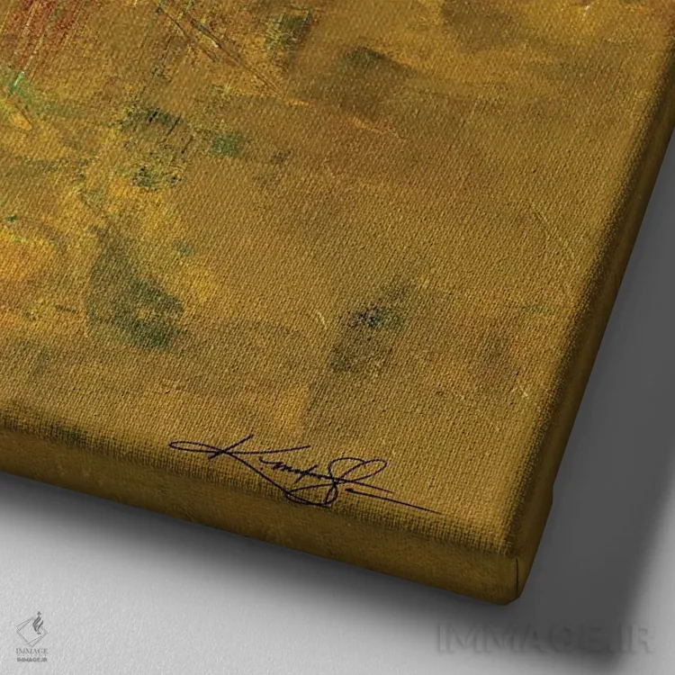 تابلو انتزاعی سرزمین جوهره اثر کتی مورتون استنیون - نمای نزدیک بافت بوم