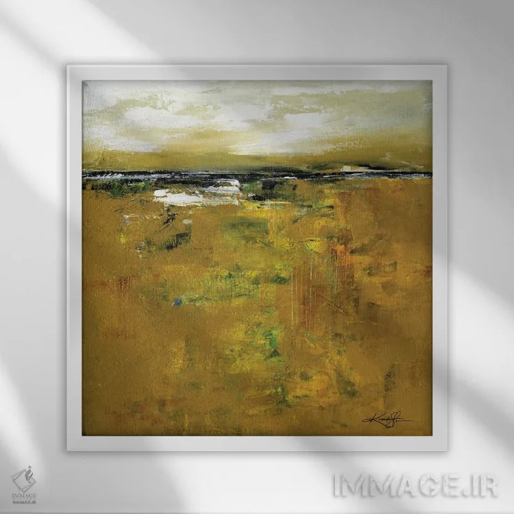 تابلو انتزاعی سرزمین جوهره اثر کتی مورتون استنیون - نمای قابدار سفید