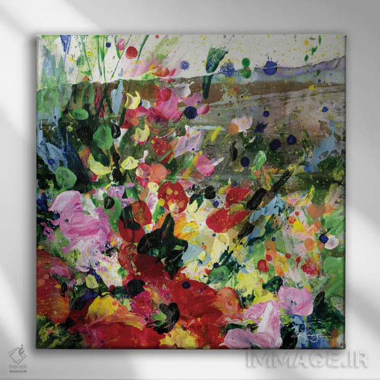 تابلو انتزاعی رویاهای مرتع XV اثر کتی مورتون استنیون - نمای روبهرو روی دیوار
