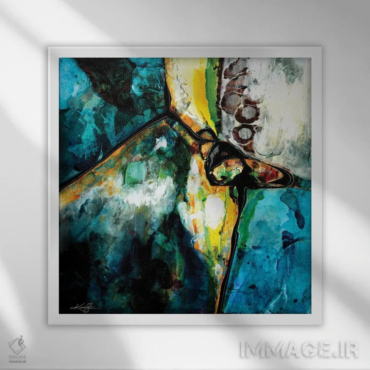 تابلو انتزاعی بیداری اسرارآمیز XVI اثر کتی مورتون استنیون - نمای قابدار سفید