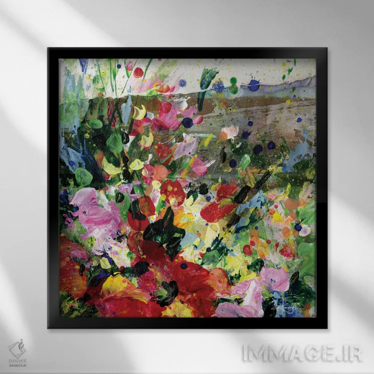 تابلو انتزاعی رویاهای مرتع XV اثر کتی مورتون استنیون - نمای قابدار مشکی