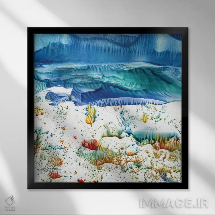 تابلو انتزاعی برخوردهای رویایی XV اثر کتی مورتون استنیون - نمای قابدار مشکی