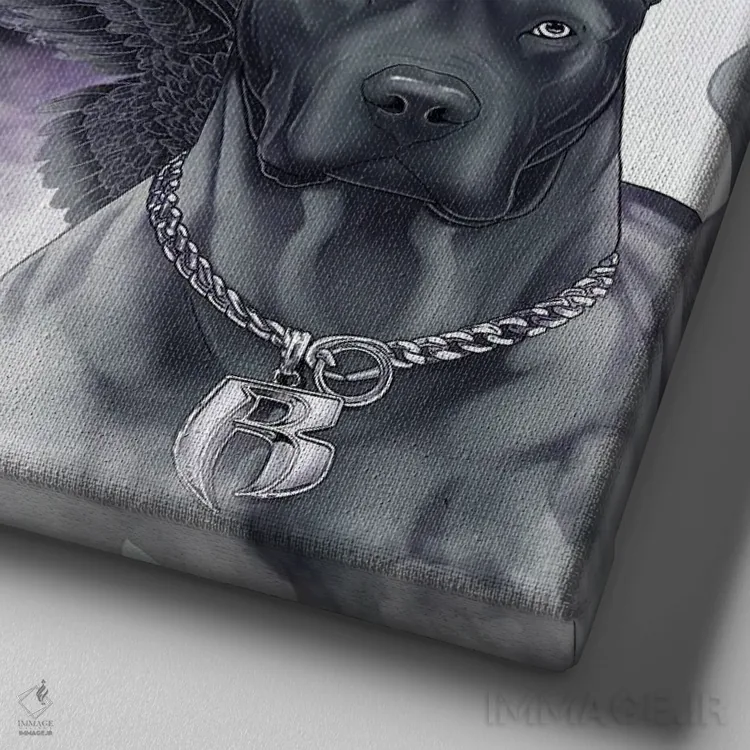 تابلو دکوراتیو سگ های من کجان؟ اثر تام کینگو - نمای نزدیک بافت بوم