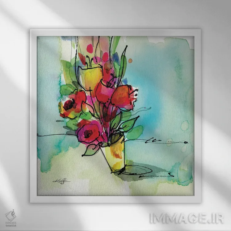 تابلو دکوراتیو گل ها XLIII اثر کتی مورتون استنیون - نمای قابدار سفید