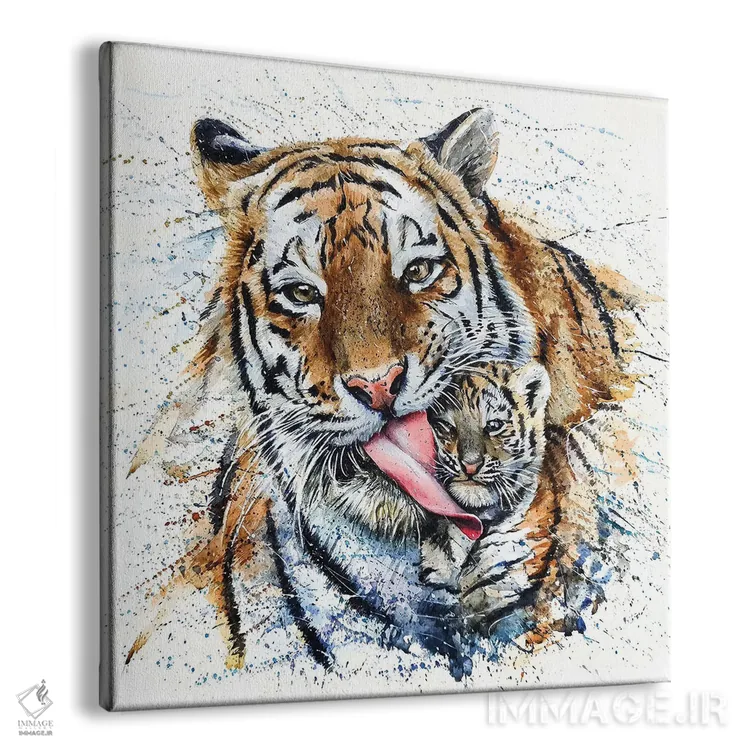 تابلو دکوراتیو ببر با توله اش اثر کنستانتین کالینین - نمای پرسپکتیو محصول