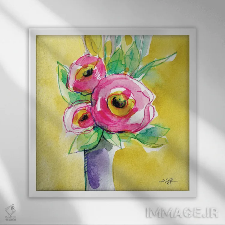 تابلو دکوراتیو گل ها پنجاه ونهم اثر کتی مورتون استنیون - نمای قابدار سفید