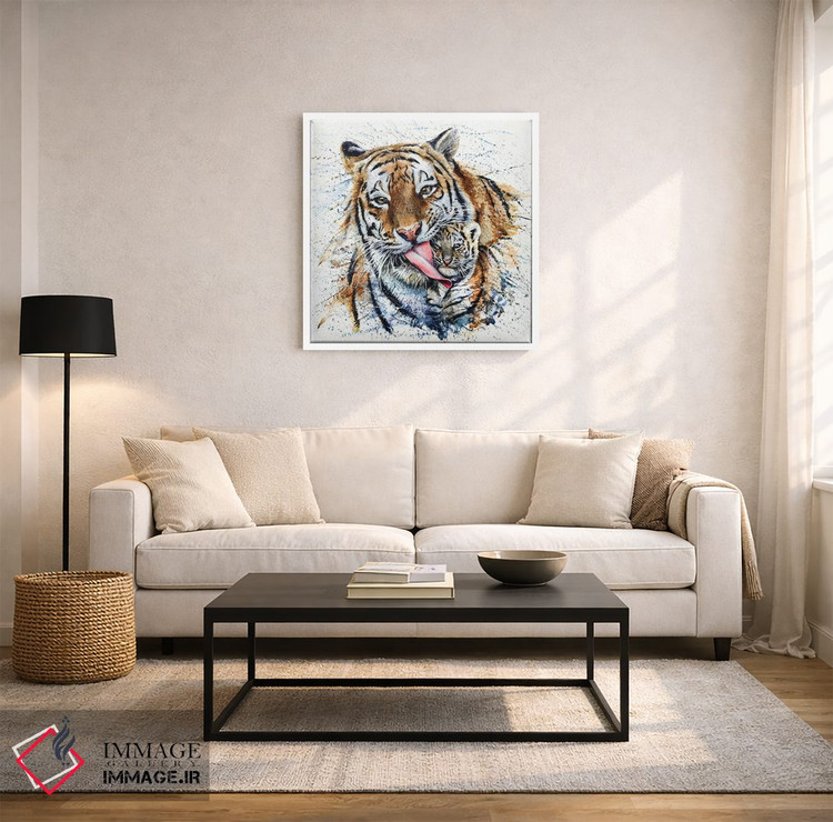 تابلو دکوراتیو ببر با توله اش اثر کنستانتین کالینین - D1W