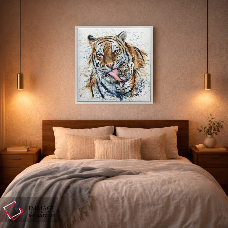 تابلو دکوراتیو ببر با توله اش اثر کنستانتین کالینین - D2W