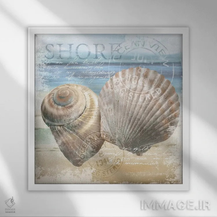 تابلو دکوراتیو ساحل دریا اثر کنراد ناتسن - نمای قابدار سفید