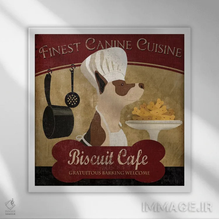 تابلو دکوراتیو کافه بیسکوییت اثر کنراد ناتسن - نمای قابدار سفید