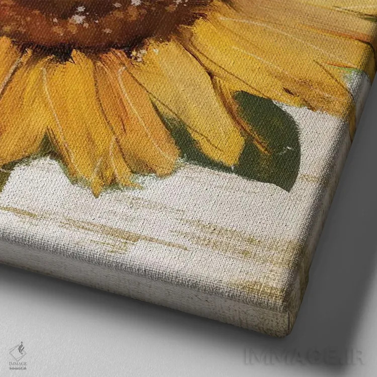 تابلو دکوراتیو تابستان آفتابگردانی I اثر کنراد ناتسن - نمای نزدیک بافت بوم