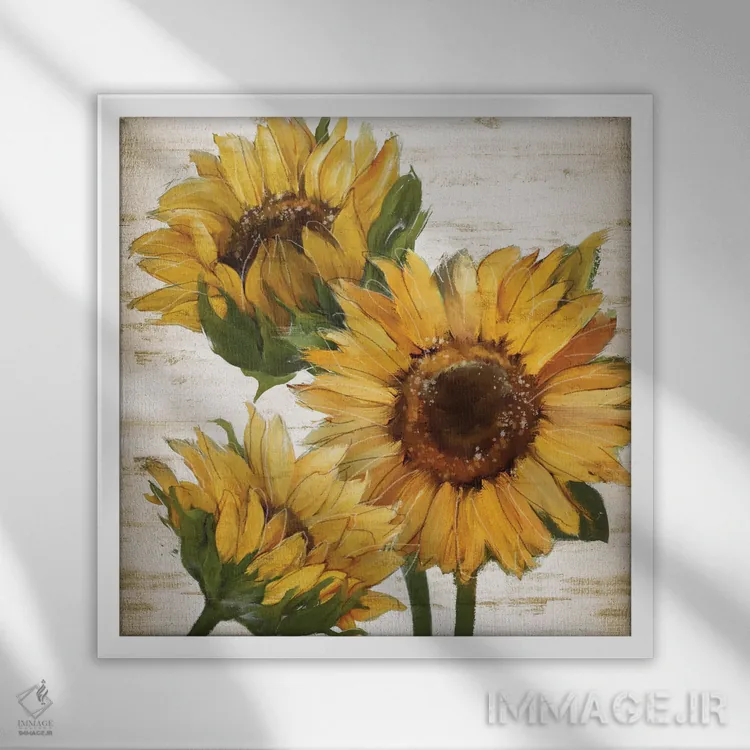 تابلو دکوراتیو تابستان آفتابگردانی I اثر کنراد ناتسن - نمای قابدار سفید