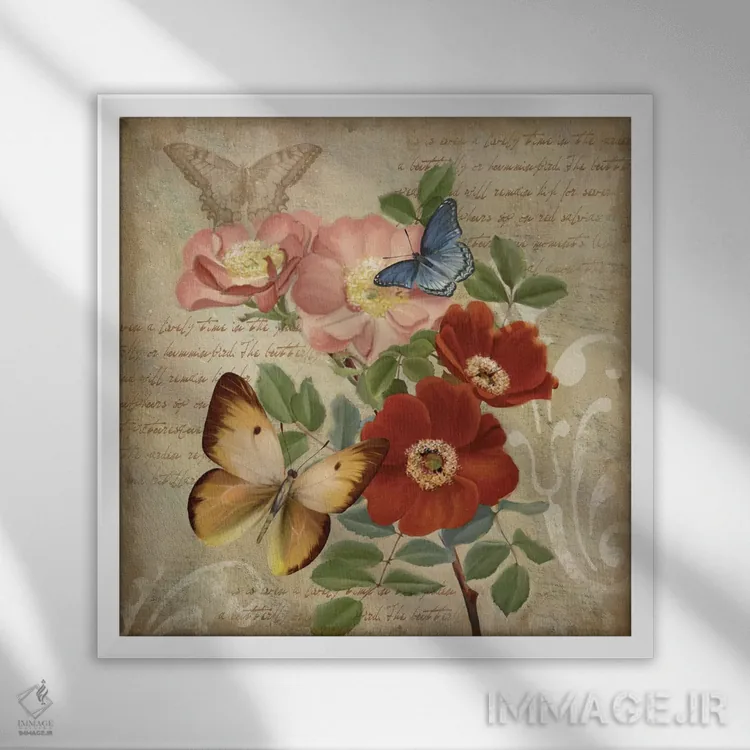 تابلو دکوراتیو گیاه شناسی پروانه I اثر کنراد ناتسن - نمای قابدار سفید