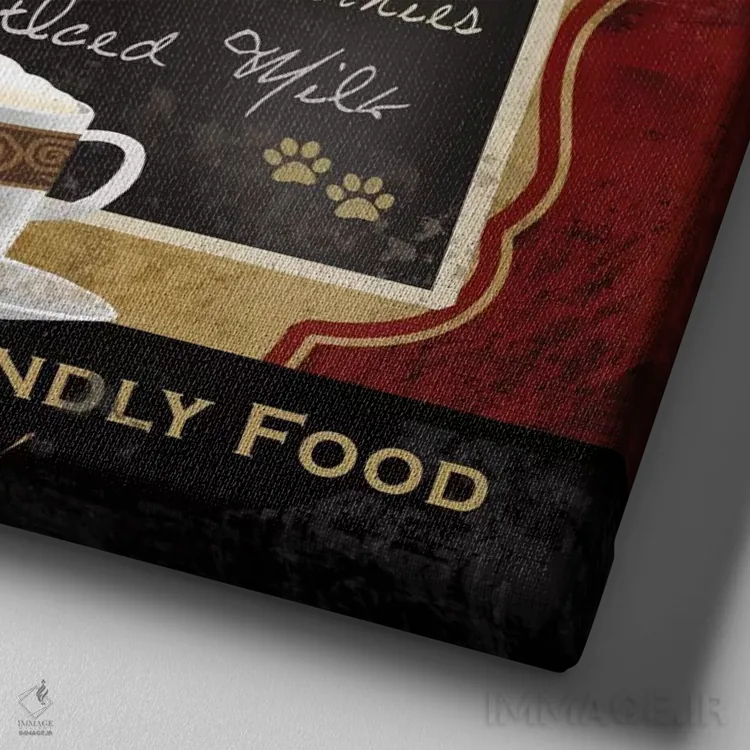 تابلو دکوراتیو گربه کافی شاپی اثر کنراد ناتسن - نمای نزدیک بافت بوم