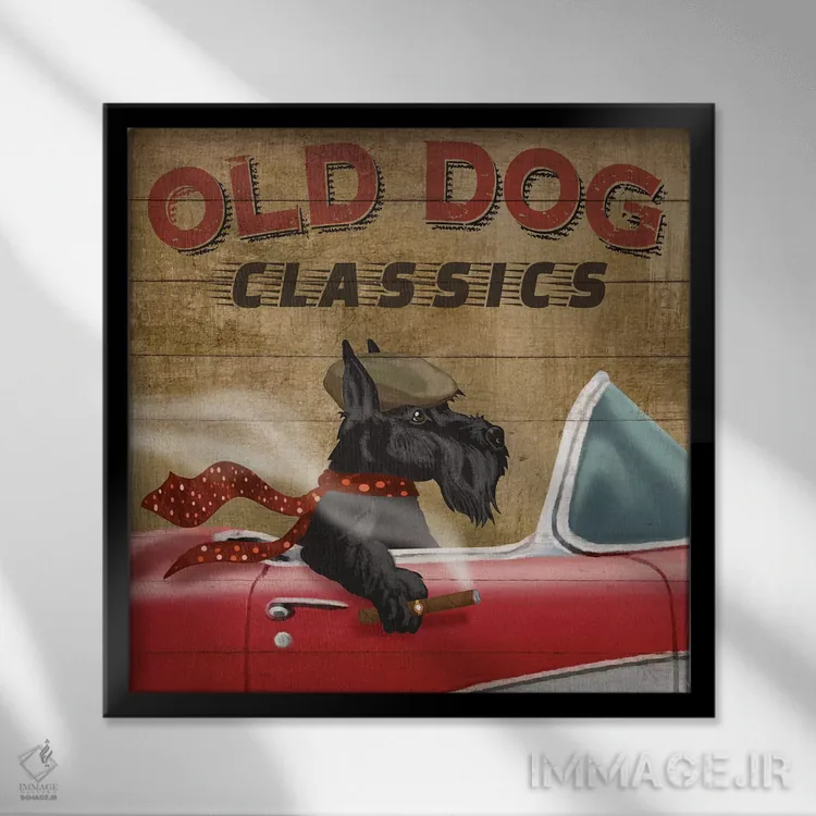 تابلو دکوراتیو کلاسیک های سگ پیر اثر کنراد ناتسن - نمای قابدار مشکی