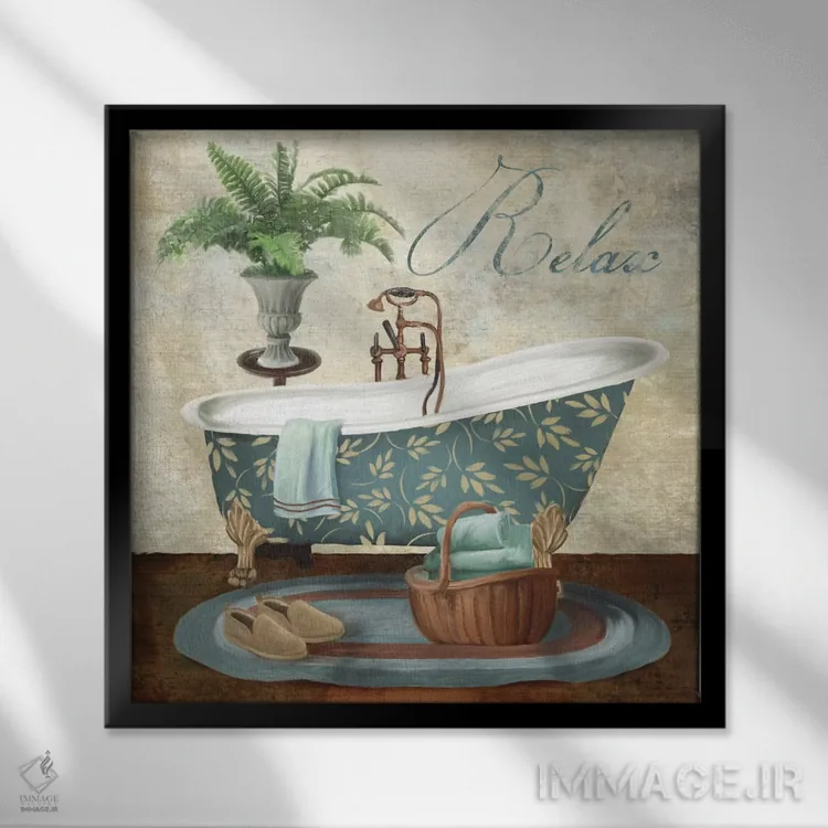 تابلو دکوراتیو آرامش در حمام اثر کنراد ناتسن - نمای قابدار مشکی