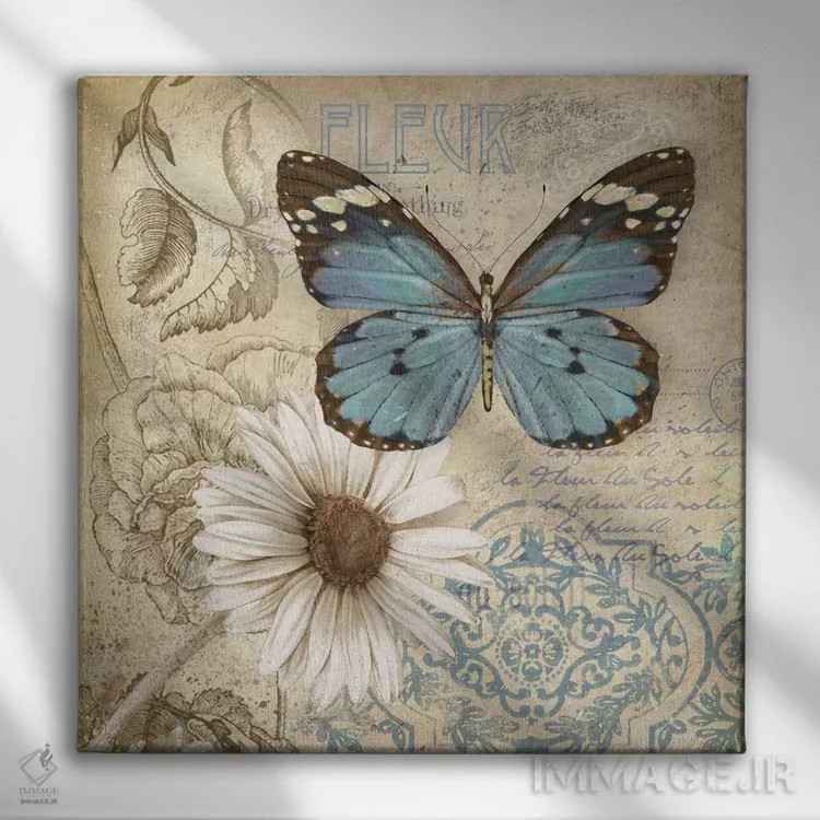 تابلو دکوراتیو باغ پروانه II اثر کنراد ناتسن - نمای روبهرو روی دیوار