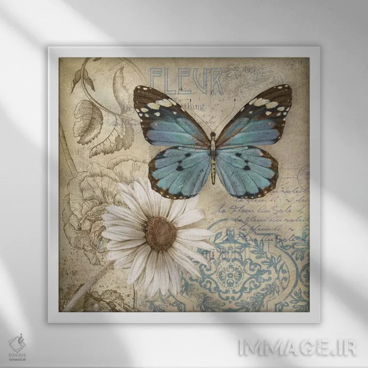 تابلو دکوراتیو باغ پروانه II اثر کنراد ناتسن - نمای قابدار سفید