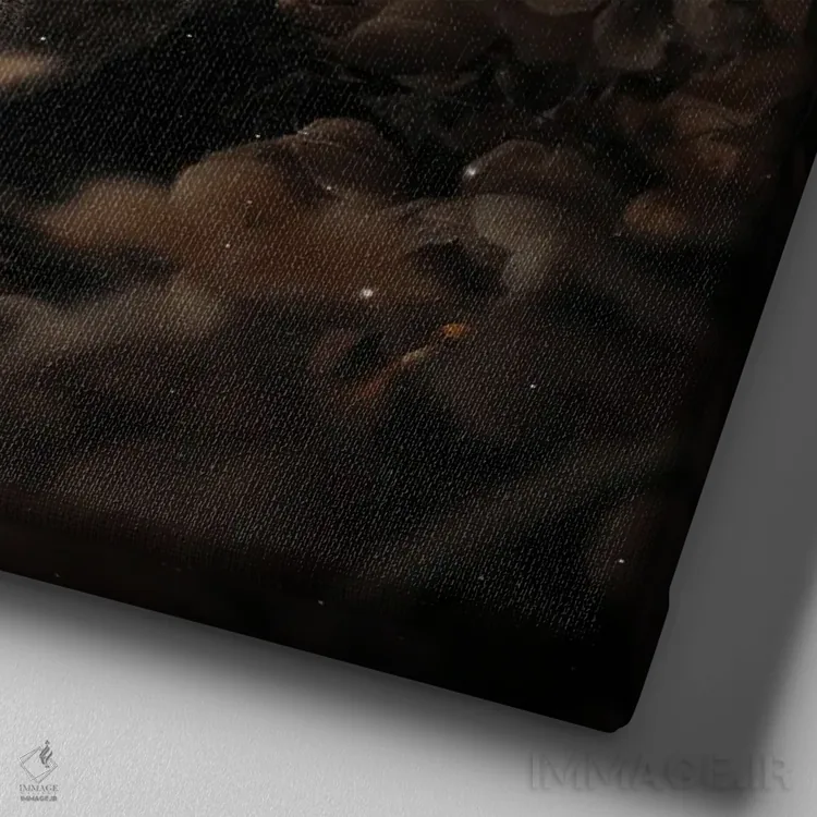 تابلو دکوراتیو گوریل گل دار اثر میلوش کارانوویچ - نمای نزدیک بافت بوم