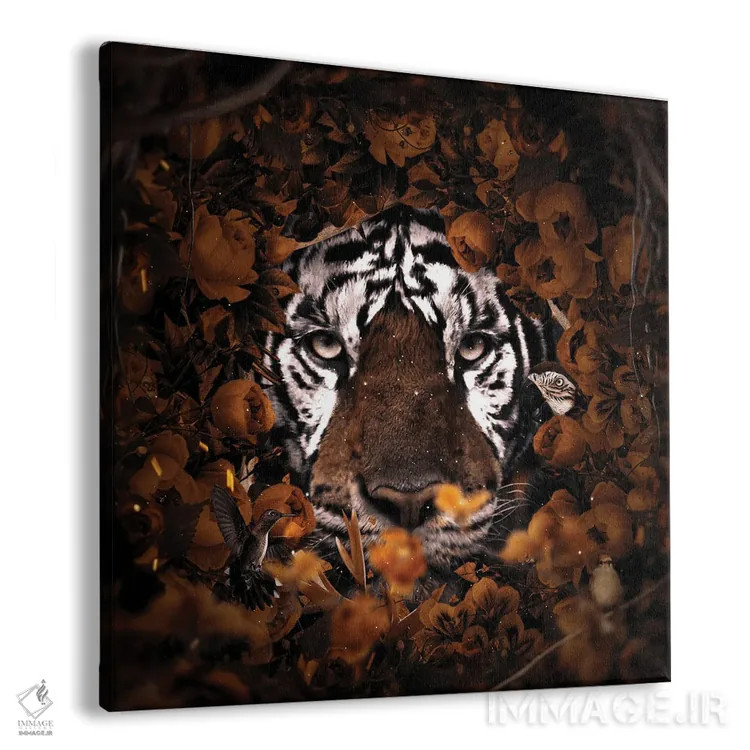 تابلو دکوراتیو ببر گل دار اثر میلوش کارانوویچ - نمای پرسپکتیو محصول