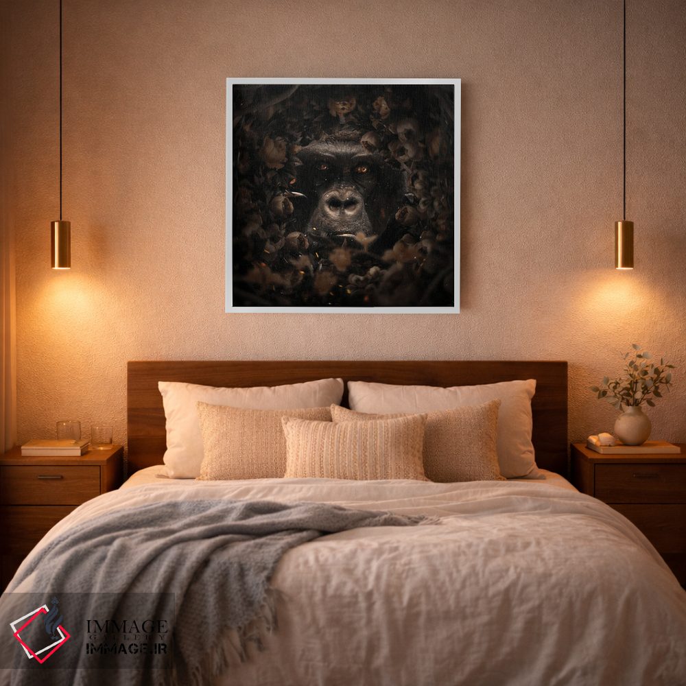 تابلو دکوراتیو گوریل گل دار اثر میلوش کارانوویچ - D2W