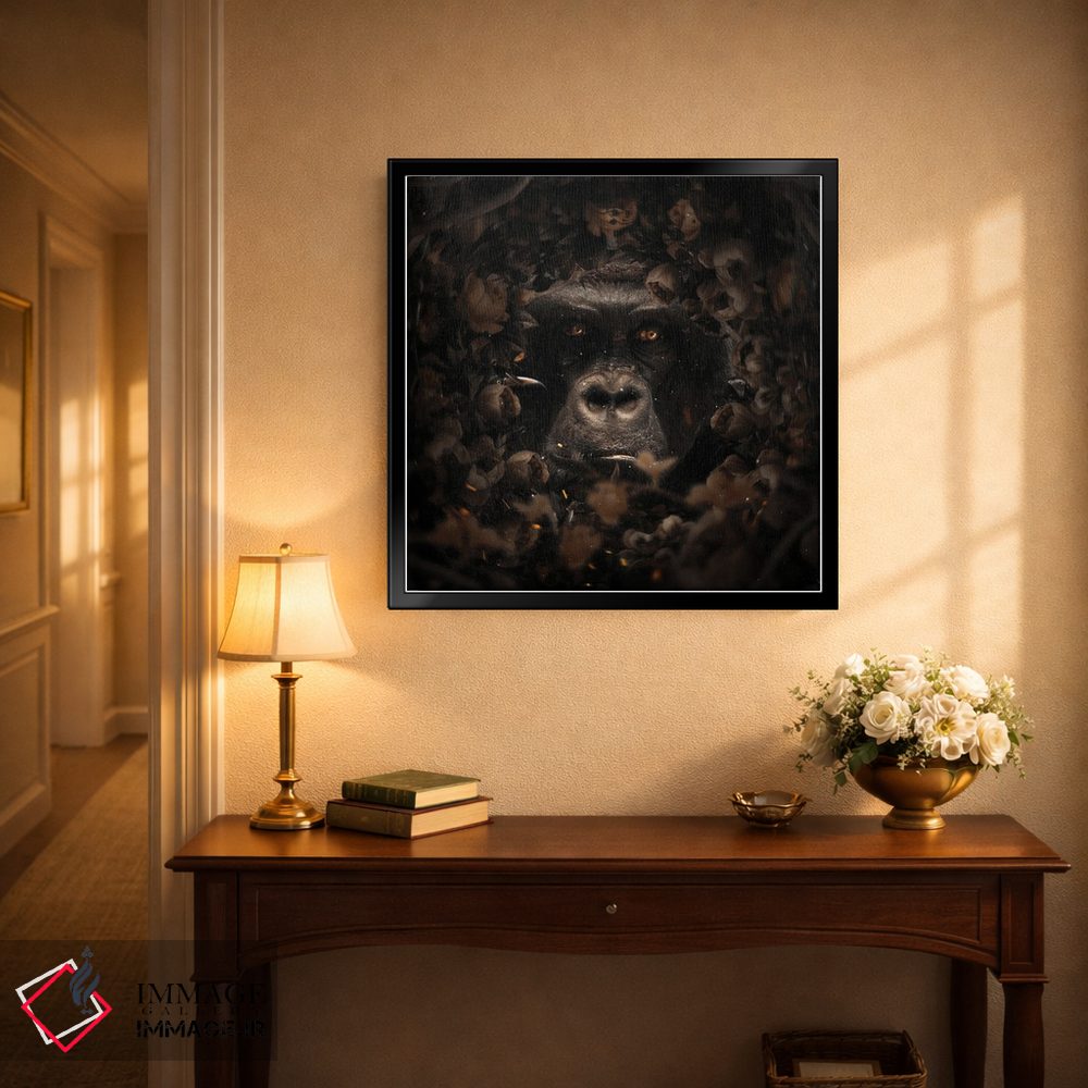 تابلو دکوراتیو گوریل گل دار اثر میلوش کارانوویچ - D4B