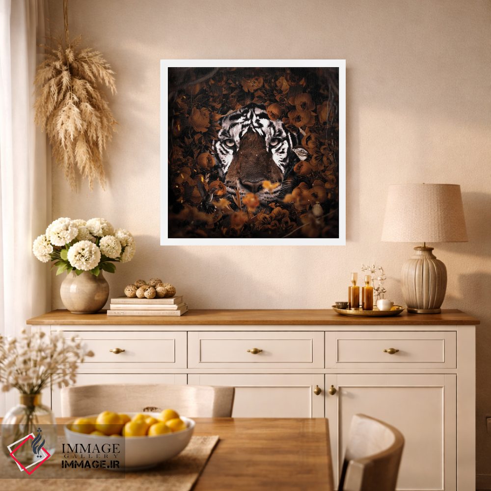 تابلو دکوراتیو ببر گل دار اثر میلوش کارانوویچ - D1W