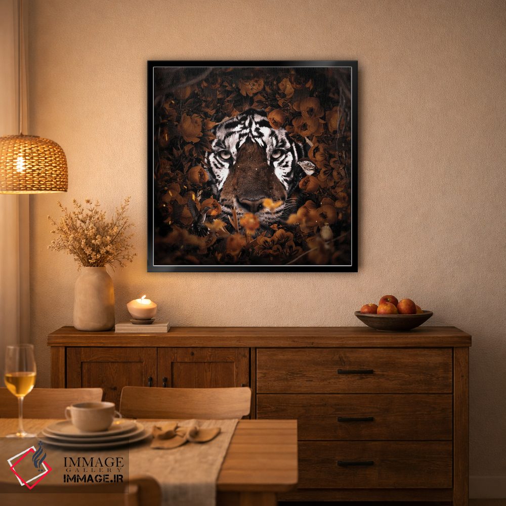تابلو دکوراتیو ببر گل دار اثر میلوش کارانوویچ - D3B
