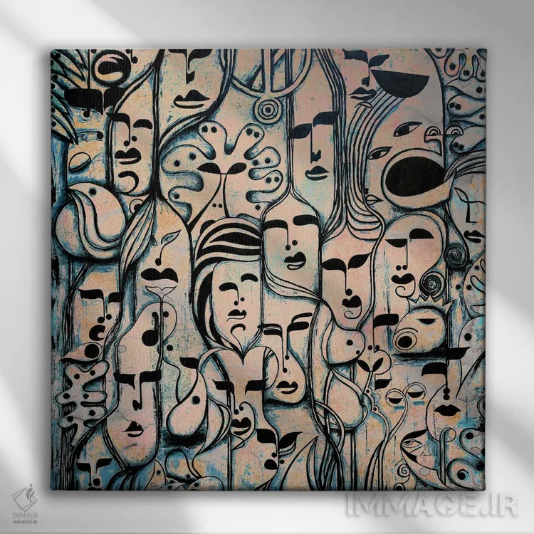 تابلو دکوراتیو ریشه های زرد اثر کوروش نژاد - نمای روبهرو روی دیوار