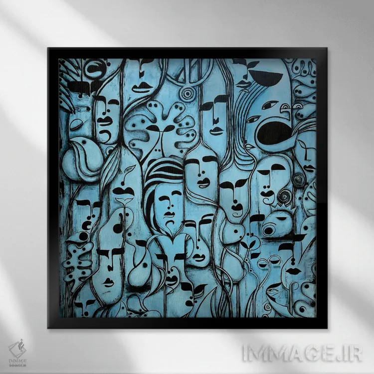 تابلو دکوراتیو ریشه ها اثر کوروش نژاد - نمای قابدار مشکی