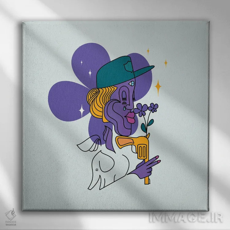 تابلو دکوراتیو بنفشه ها بالاتر از خشونت اثر کولورمور - نمای روبهرو روی دیوار