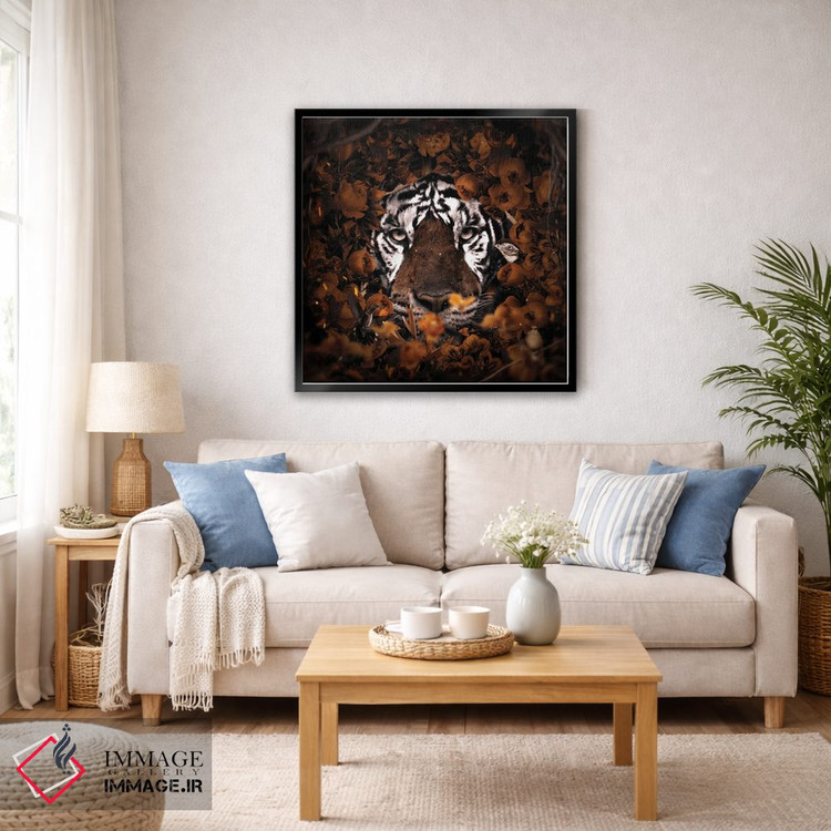 تابلو دکوراتیو ببر گل دار اثر میلوش کارانوویچ - D6B