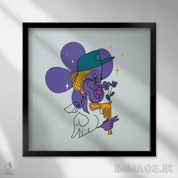 تابلو دکوراتیو بنفشه ها بالاتر از خشونت اثر کولورمور - نمای قابدار مشکی