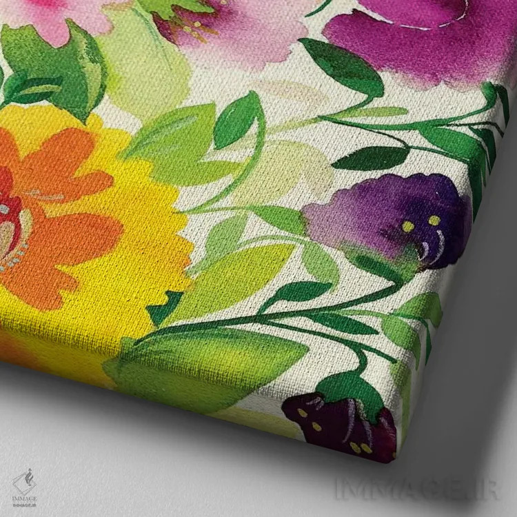 تابلو دکوراتیو دسته گل تیرماه ۲ اثر کیم پارکر - نمای نزدیک بافت بوم