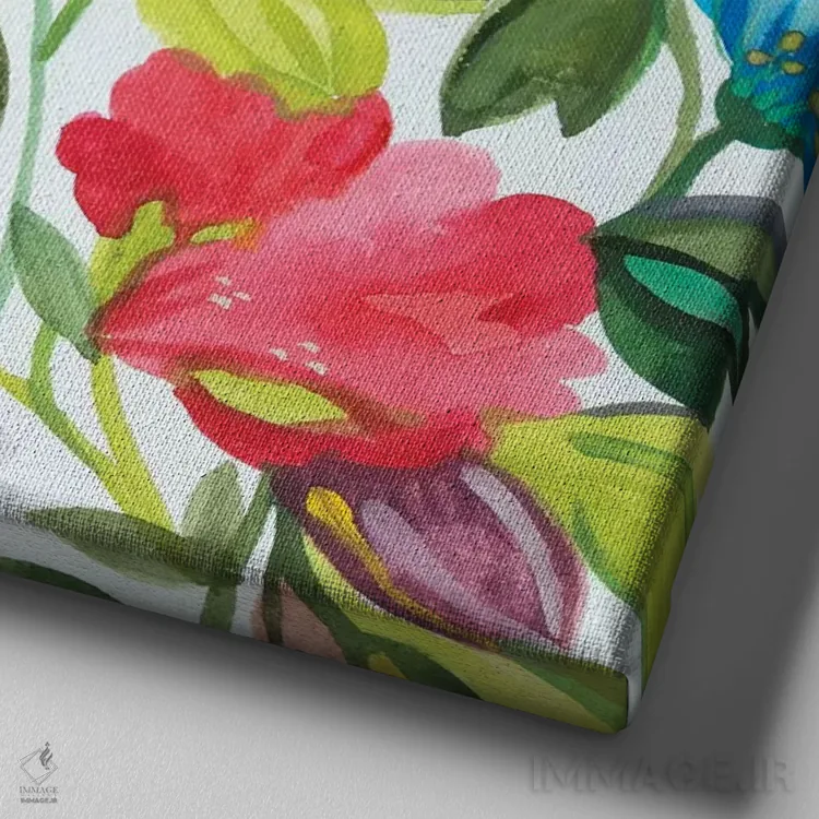 تابلو دکوراتیو ختمی ۲ اثر کیم پارکر - نمای نزدیک بافت بوم