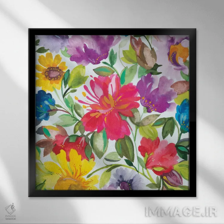 تابلو دکوراتیو ختمی ۲ اثر کیم پارکر - نمای قابدار مشکی