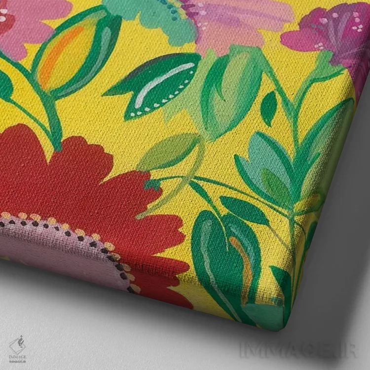 تابلو دکوراتیو باغ مکزیکی ۲ اثر کیم پارکر - نمای نزدیک بافت بوم