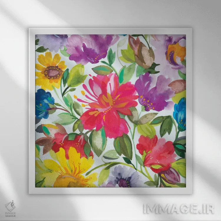 تابلو دکوراتیو ختمی ۲ اثر کیم پارکر - نمای قابدار سفید