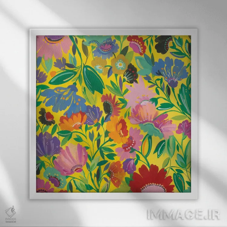 تابلو دکوراتیو باغ مکزیکی ۲ اثر کیم پارکر - نمای قابدار سفید