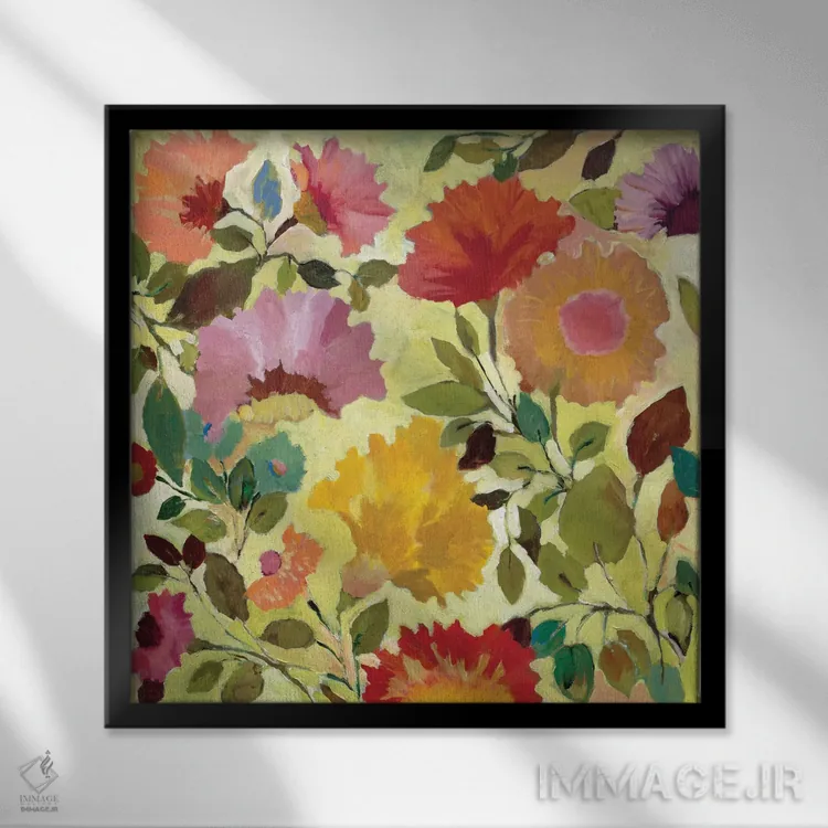 تابلو دکوراتیو گل شاه پسند اثر کیم پارکر - نمای قابدار مشکی