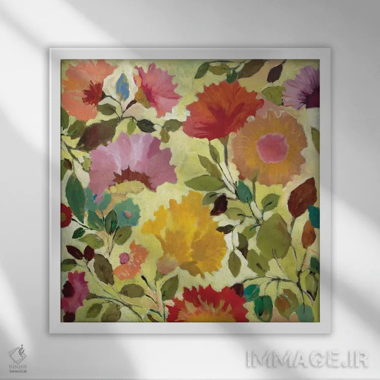 تابلو دکوراتیو گل شاه پسند اثر کیم پارکر - نمای قابدار سفید