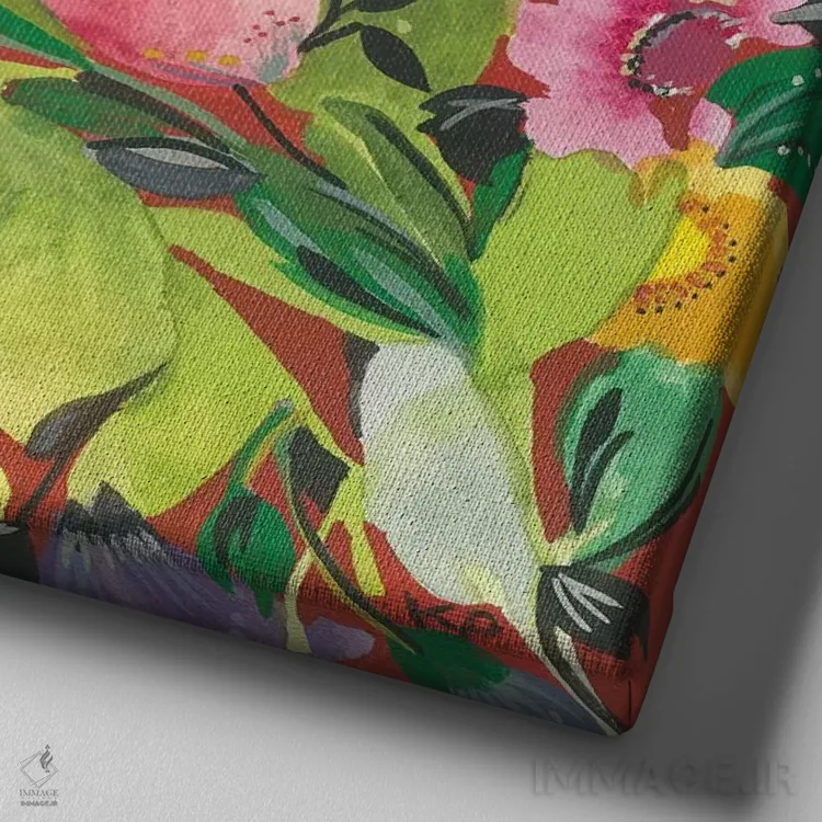 تابلو دکوراتیو باغ روسی اثر کیم پارکر - نمای نزدیک بافت بوم