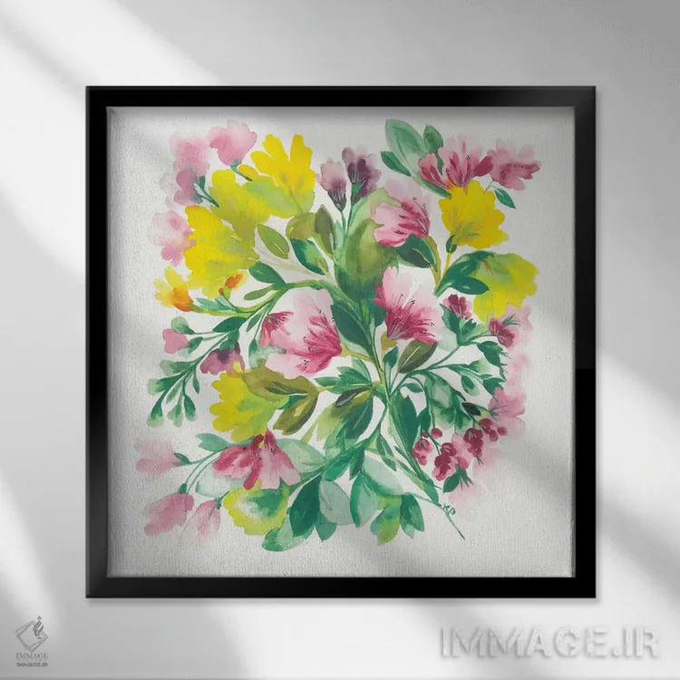 تابلو دکوراتیو زنبق پرویی اثر کیم پارکر - نمای قابدار مشکی