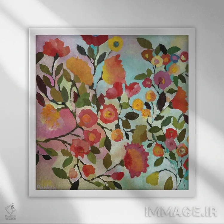 تابلو دکوراتیو طاق گل رز اثر کیم پارکر - نمای قابدار سفید