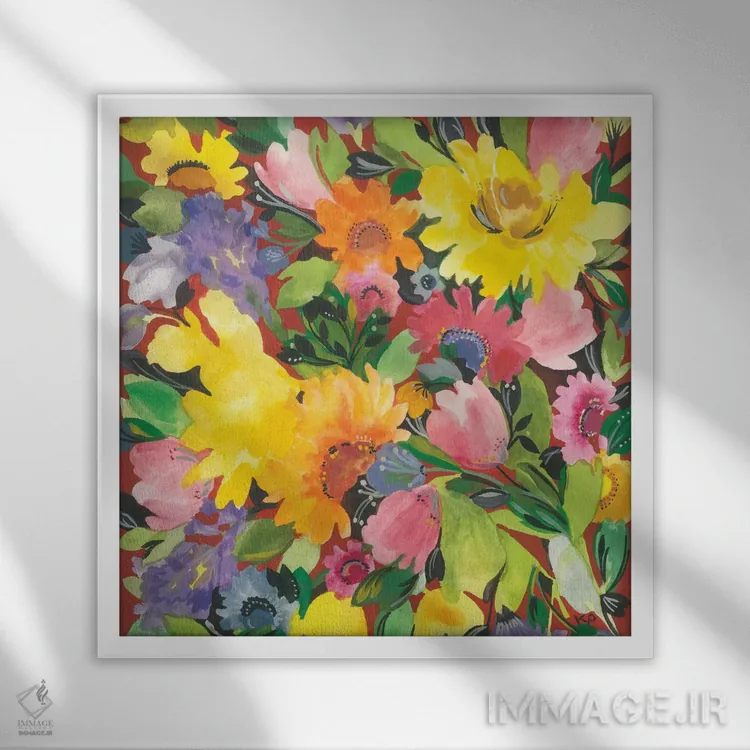 تابلو دکوراتیو باغ روسی اثر کیم پارکر - نمای قابدار سفید